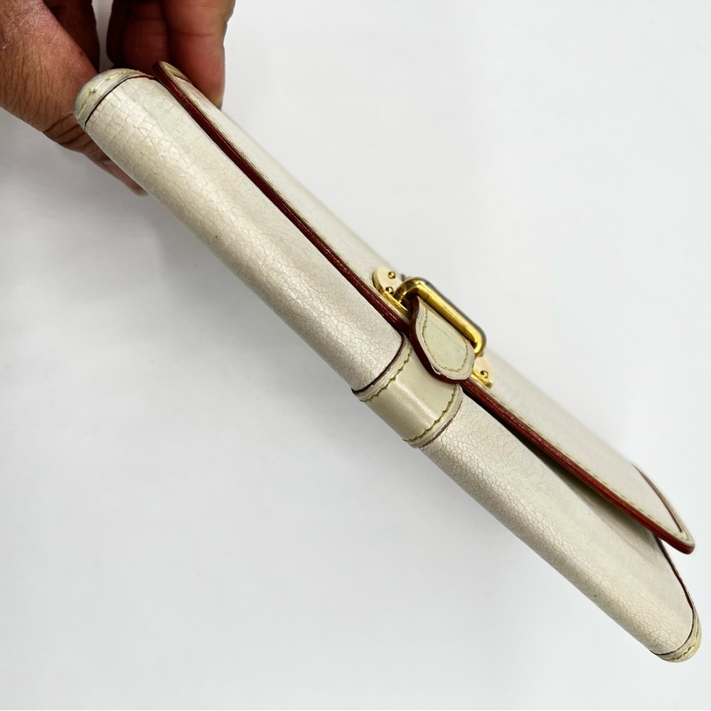Louie Vuitton Cream Leather w/Gold Metal Red Trim/Yellow Stitching Suhali Wallet - Picture 6 of 13